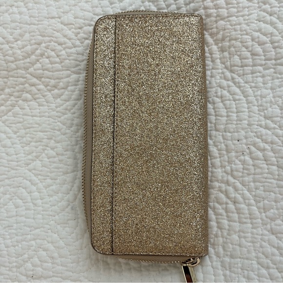 Kate Spade Gold Glitter Zip Around Wallet - Picture 3 of 12